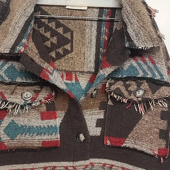 New In Geometric Aztec Patterned Vintage Brown/blue Jacket. Boho Country Western - Picture 11 of 11